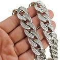 thumbnail image 2 of Mens Choker Necklace 18" Inch x 18MM Wide Cuban Link Silver Tone Chunky Bling Iced Hip Hop Chain, 2 of 5