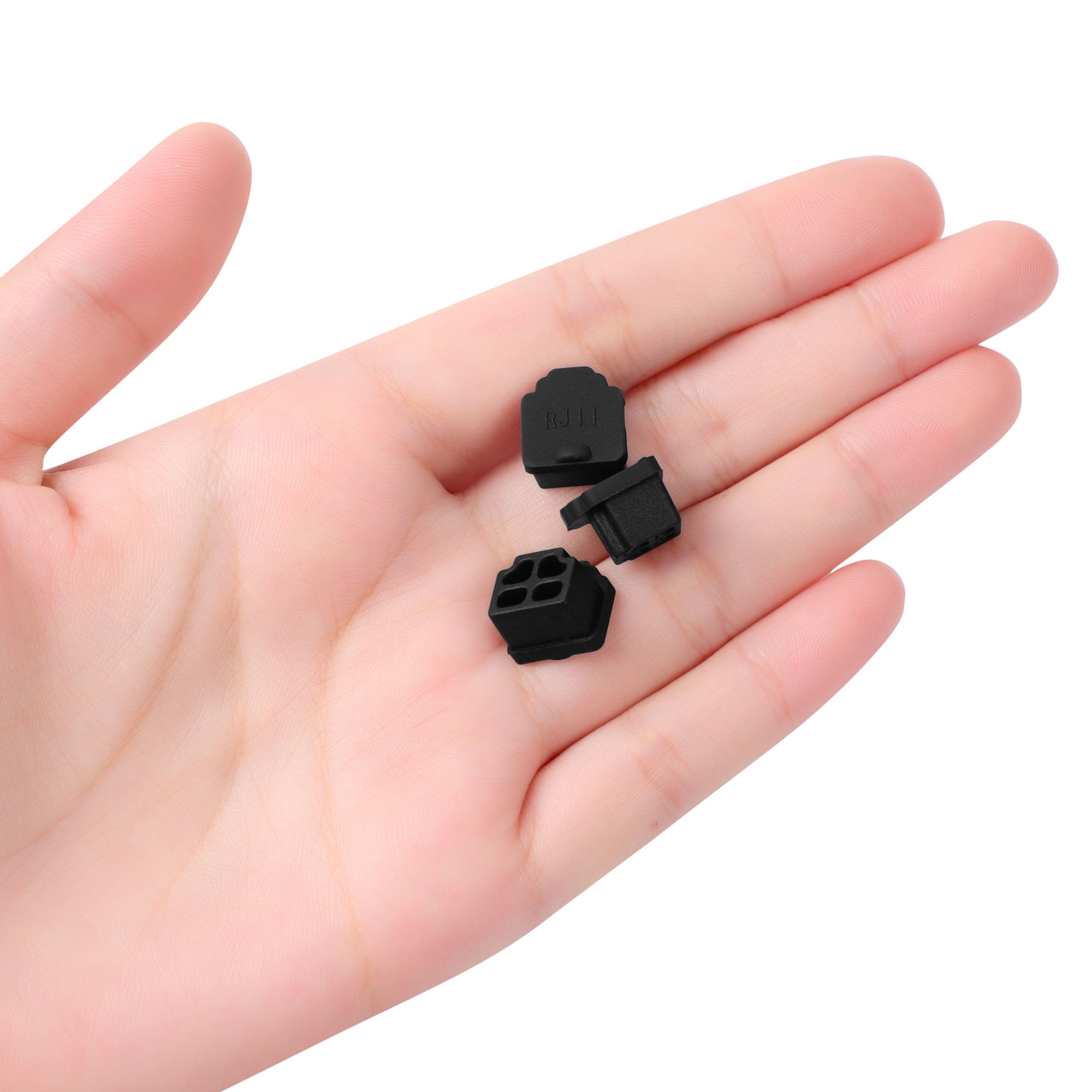 Black Rubber RJ11 Connector Port Anti Dust Cap Protector Cover 10 PCS