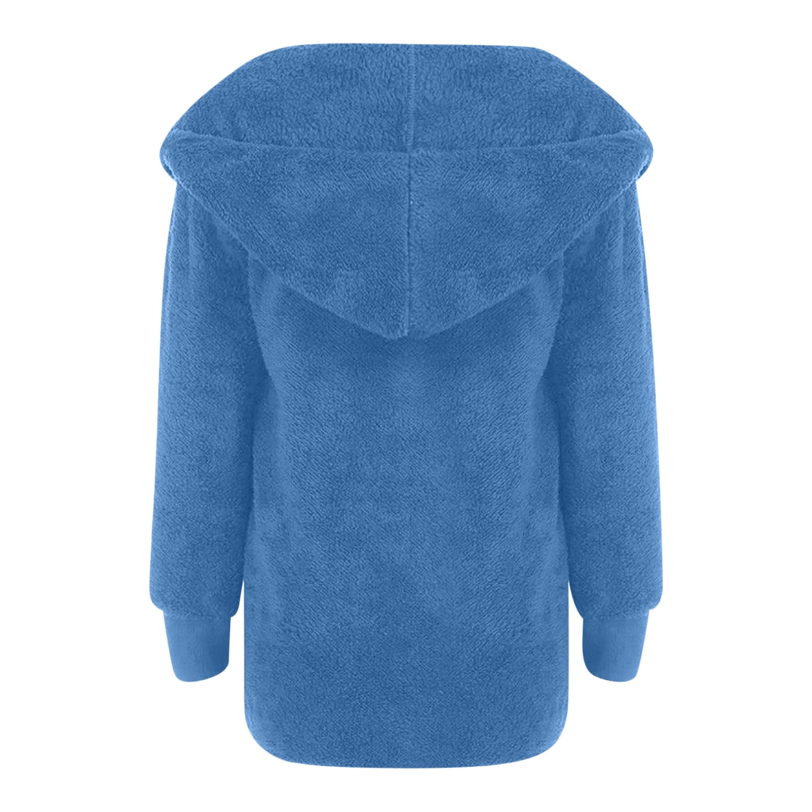 Winter Coats for Women Plus Size S-5X Fleece Long Sleeve Jackets with Hood and Pockets Ladies Casual Solid Warm Open Front Outerwear Coat