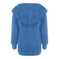 thumbnail image 6 of Dezsed Womens Fuzzy Fleece Open Front Hooded Cardigan Jackets Women's Solid Color Casual Plush Cardigan Long Sleeve Pockets Blouse Coat Tops Blue XXL, 6 of 7