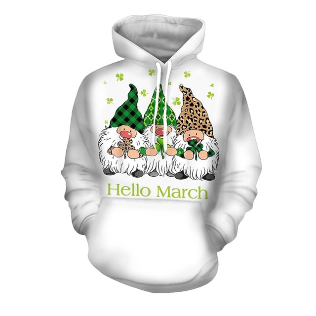 Pompotops Hommes Mode Décontracté Col Rond Sweat-Shirt St. Patrick'S Day Pull 3D à Manches Longues en Vente