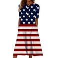 thumbnail image 2 of Wycnly Summer Dresses for Women Independence Day Casual Pocket Loose Swing Patriotic Tunic Long Dresses with Pocket 2025 Short Sleeve V-Neck Star Flag Print Maxi Formal Dress Navy XXXL, 2 of 5