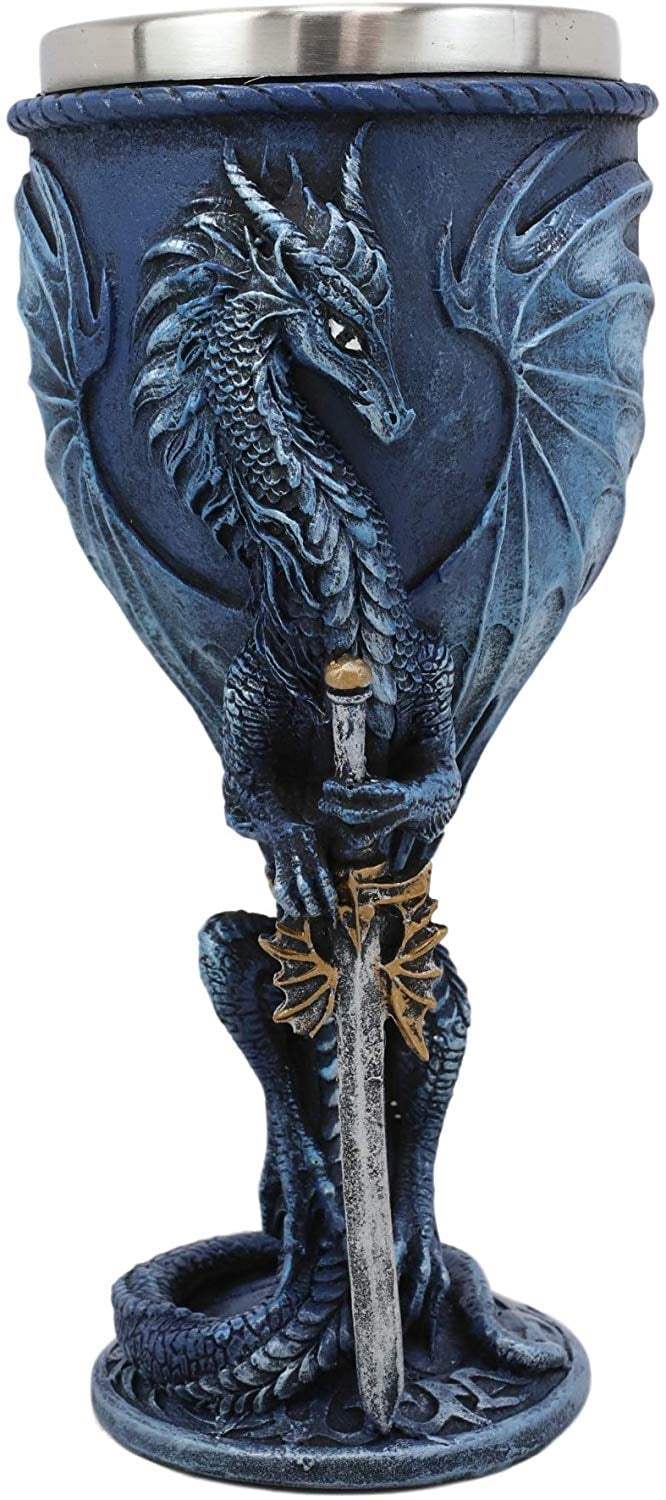 Ebros Ruth Thompson Dragon's Lair Sea Blade Drake 8oz Wine Goblet Chalice Cup