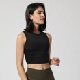 thumbnail image 1 of Chaleco deportivo para mujer, chaleco deportivo de yoga, chaleco de fitness para mujer con cintura lateral doblada y plegable para el ombligo, 1 of 5