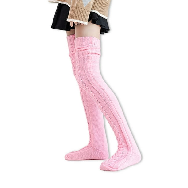 1 Pair Knitted Stockings Solid skin-friendly; breathable; not Color High  Socks Women Leg Warmers Shoes Accessories Cute Autumn Halloween Stockings  Pink 
