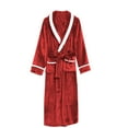 thumbnail image 3 of JTieacloth Mens Bathrobes Men's Extra Long And Thick Flannel Couples' Bathrobe Plus Size Sleepwear(Red,M), 3 of 7