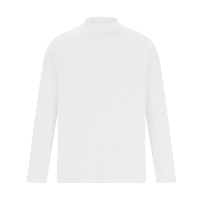 Muscularfit Long Sleeve T Shirts for Men White Turtleneck Solid T