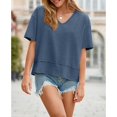 thumbnail image 2 of Summer Women V Neck T Shirt Casual Short Sleeved Basic T Shirt Top, 2 of 6