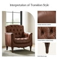 thumbnail image 4 of Midcentury Genuine Leather Armchair Upholstered Lounge Chair Tufted 2 Pieces Brown, 4 of 9