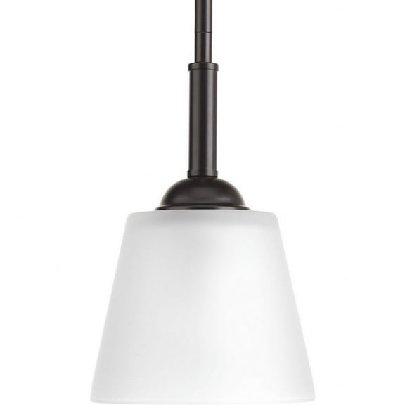 Progress Lighting Arden 1-Light Mini-Pendant, Steel, Antique Bronze, Etched Glass Shade