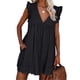 thumbnail image 4 of Sunloudy, vestido informal para mujer, verano, cuello en V, manga volante, encaje, Jacquard, Color sólido, vestidos sueltos con pantalones cortos forrados Sunloudy  XS/S/M/L/XL/XXL/XXXL, 4 of 8