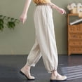 thumbnail image 5 of Sngxgn Womens Casual Loose Pants Comfy Cropped Work Pants with Pockets Elastic High Waist Pants(Khaki,M), 5 of 6