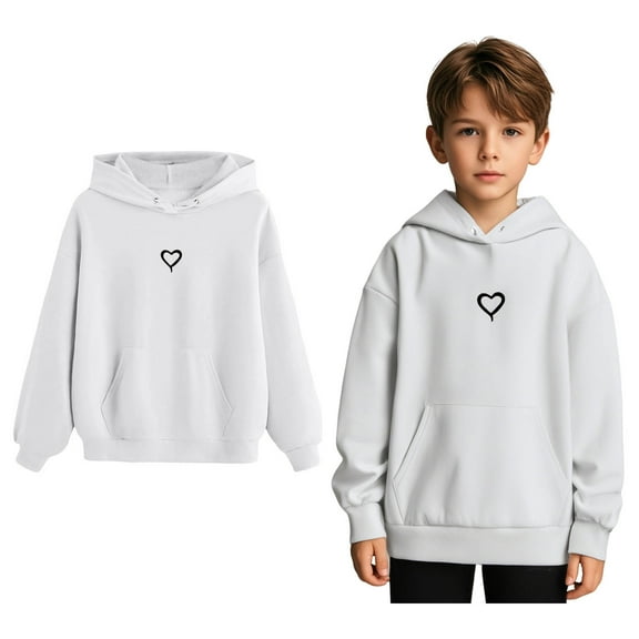 Kids Girls Hoodies Kids Heart-patterned Hoodie Long Sleeve Soft Sweatshirts Top Fall Clothes 9-10 Years Old Boy Clothes