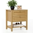 thumbnail image 6 of EYYTHUNG Large Nightstand with 2 Drawers, Large Farmhouse Wood Bedside Table with Open Shelf, 22" Wide Tall End Table for Sofa, Bedroom, Natural Oak, 6 of 6