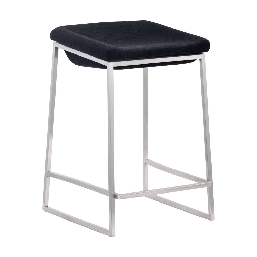 Modern Contemporary Bar Counter Stool, Gray Brushed Stainless Steel
