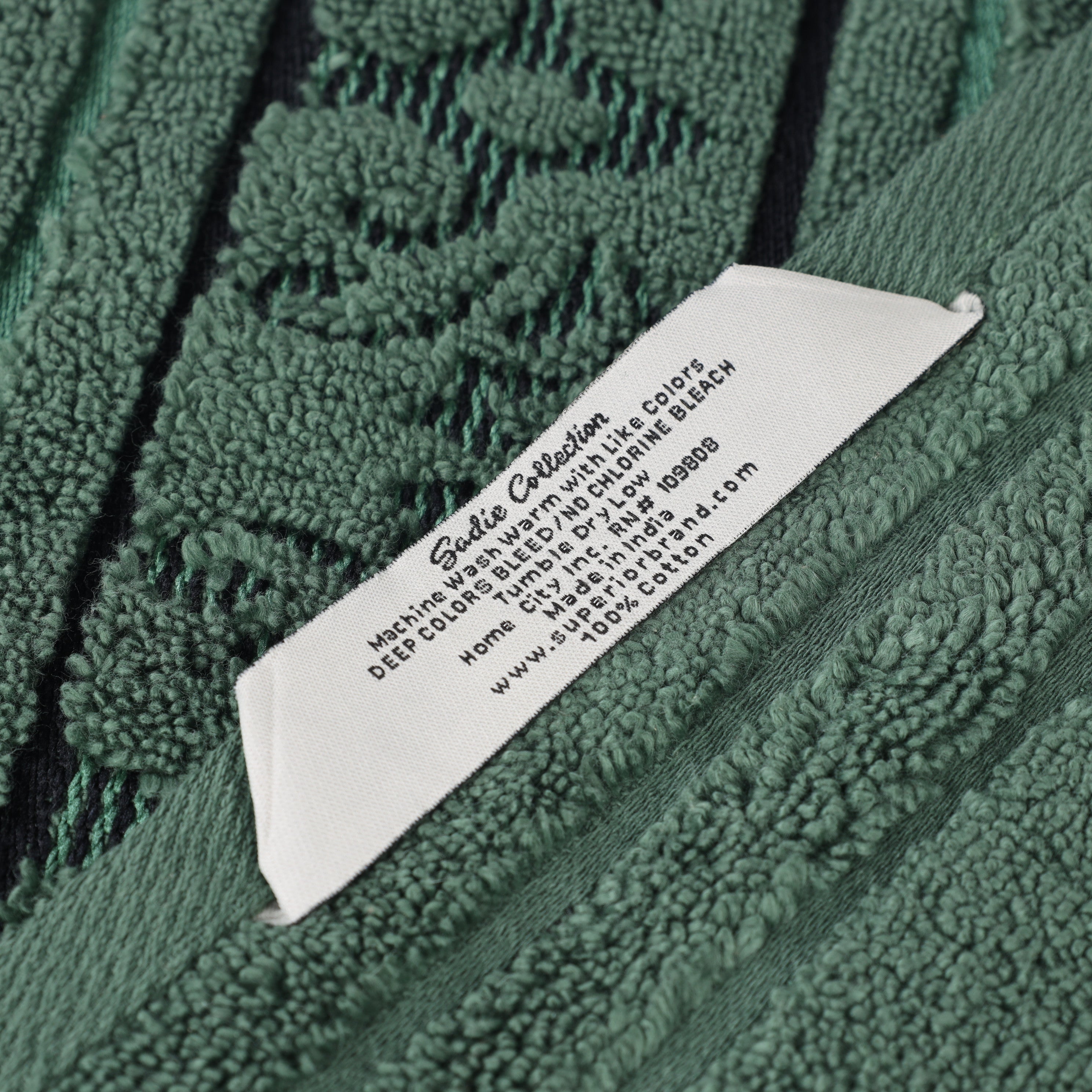 Superior Sadie Zero Twist Cotton Jacquard Hand Towel Set, Ultra Soft Towels, Forest Green