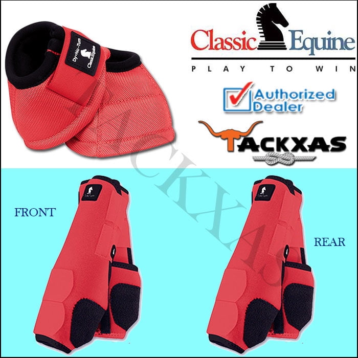 CORAL CLASSIC EQUINE FRONT REAR LEGACY SPORTS HORSE NO TURN BELL BOOTS by CLASSIC EQUINE