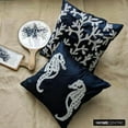 thumbnail image 6 of The HomeCentric Navy Blue Shams Beaded Sea Horse Ocean Beach Theme Pillow Shams Pack of 2 24x24 inch (60x60 cm) Pillow Sham Square Silk Pillow Shams Mediterranean Pillow Sea Easter-Navy Blue Sea Horse, 6 of 10