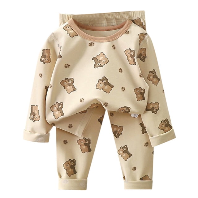WEAIXIMIUNG Christmas Solid Color Children's Hoodie Set With Thick Fall And Winter Homewear Pajamas 90-100cm
