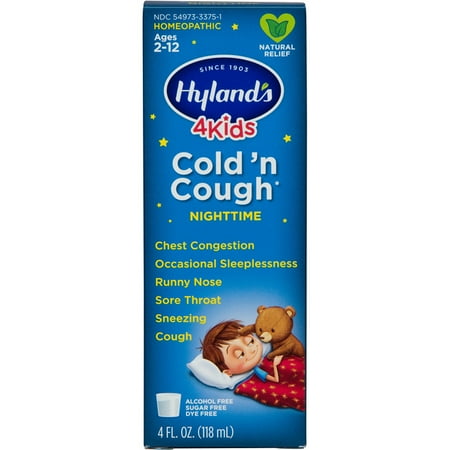 Hyland's 4 Kids Cold 'n Cough Nighttime Relief Liquid, Natural Relief of Common Cold Symptoms, 4 (The Best Cough Medicine For Kids)