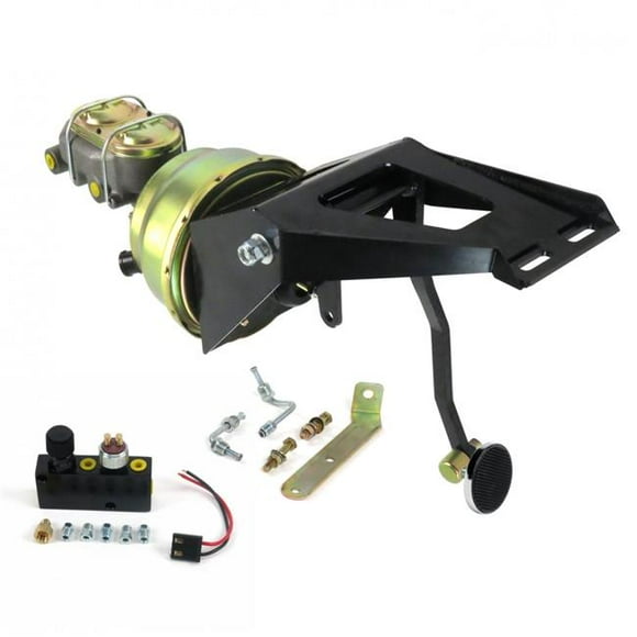 Helix Suspension Brakes & Steering 324638 55-59 Chevy Truck Firewall 7 in. Dual Brake Pedal Kit Adjustable Disc & Drum 3 in. Chrome Pad