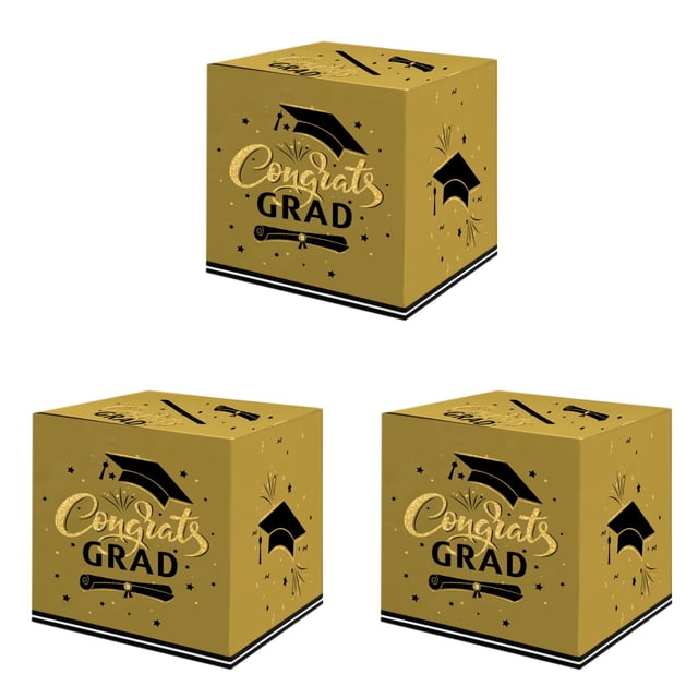 2025 Graduation Card Box 10x10 Inches - Foldable Decorative Gift Box for Graduation Party Favors, Congratulations Card Holder for Graduation Decorations & Supplies