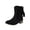 Black, variant on Black Ladies Ankle Boots Bow Accent Slip On Low Block Heel Soft Fit For Winter Daily Casual Wear Comfortable All Day Walking Footwear Size 38