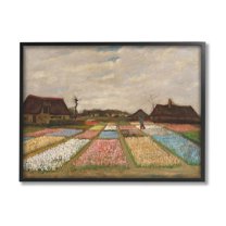 Flower Beds In Holland Van Gogh Landscape Landscape Painting Black Framed Art Print Wall Art