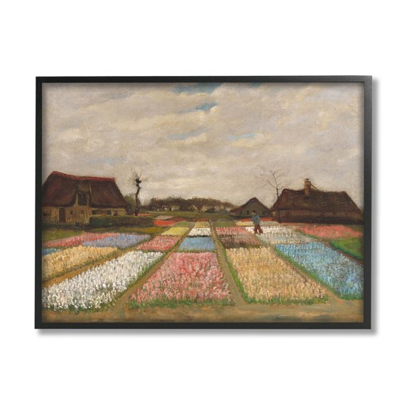 Flower Beds In Holland Van Gogh Landscape Landscape Painting Black Framed Art Print Wall Art
