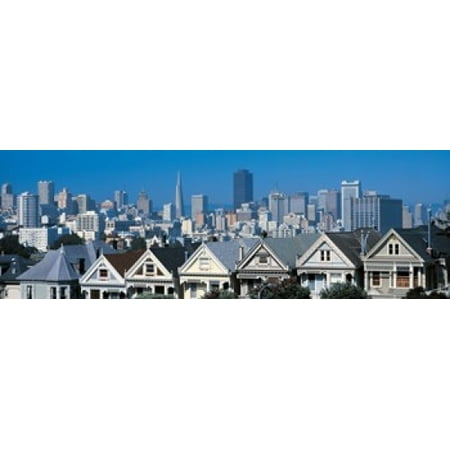 Victorian houses Steiner Street San Francisco CA USA Canvas Art - Panoramic Images (18 x