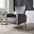 thumbnail image 5 of Silla de acento de terciopelo con patas de metal, sillón tapizado moderno, silla lateral de espalda para salón dormitorio pequeños espacios, 5 of 5