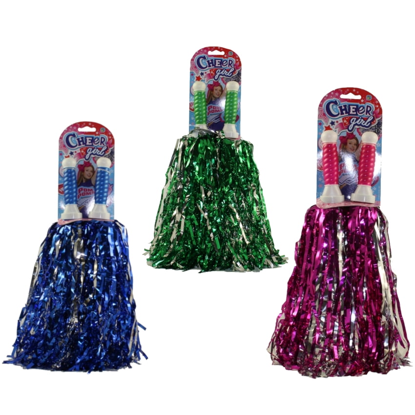 JA-RU Inc. Toys - Cheer Girl - POM POMS (Set of 3 - Pink, Green & Blue ...