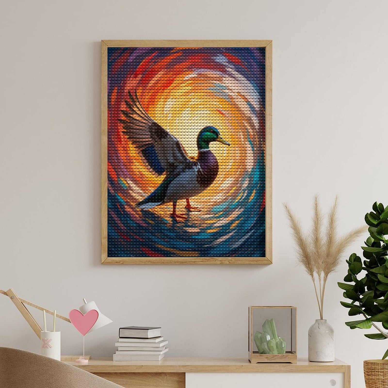 Diamond Art Kits for Adults, Mallard Duck Vivid Swirl Art 5D Diamond Painting Kits for Adults Beginners, DIY Full Drill Diamond Painting, Gem Art and Crafts 12x16