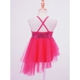 thumbnail image 4 of Nyeemya Kids Girls Ballet Dress Figure Ice Skating Costume Dance Leotards Sequins Asymmetric Tutu Dresses Rose 13-14, 4 of 7