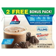 Atkins Protein Shake, 5g Fiber, Dark Chocolate Royale, 6 Count