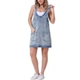 thumbnail image 2 of INSPIRAR CHIC Vestido de Mujer Overoles de Mezclilla Sueltos Casual Sin Mangas Vestidos Mini Azul Claro 2XL, 2 of 6