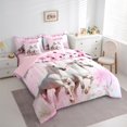 thumbnail image 3 of jejeloiu White Horse 7-Piece Queen Bedding Set,Western Cowgirl Pink Berry,Microfiber Reversible Decor For Kids, 3 of 8