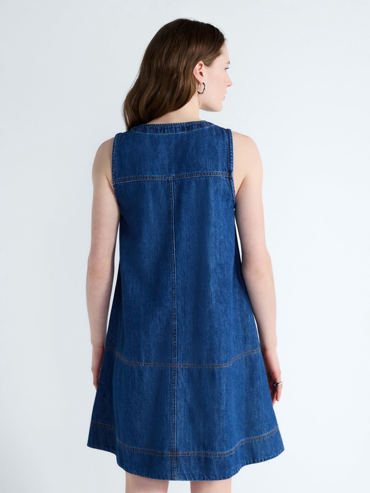 Free Assembly Women's and Women's Plus Sleeveless Denim A Line Mini Dress, Sizes XS-4X