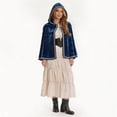 thumbnail image 5 of Costume Cape Short, Hooded Velvet Cloak, Velvet Short Cape, Halloween Cape, Women Medieval Renaissance Hooded Cape Women Velvet Short Lace Cloak Victorian Halloween Witch Cosplay, Blue One Size, 5 of 7