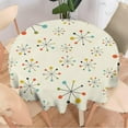 thumbnail image 2 of 1950s Mid Century Tablecloth, Modern Atomic Retro Colors Abstract Geometric Table Cloth for Indoor Outdoor Party Picnic Dining Room Kitchen Table Cover Home Decoration, Round(60x60in), 2 of 6