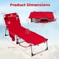 thumbnail image 3 of Gymax Tanning Chair w/ Face Arm Holes 4-Level Backrest & Head Pillow Side Pocket Red, 3 of 7