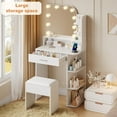 thumbnail image 6 of Vanity Set with Mirror and Lights, Small Makeup Vanity Desk with Stool, Charging Station, 26.4" Compact White Vanity for Small Spaces, 3 Color Lighting Modes, 6 of 9