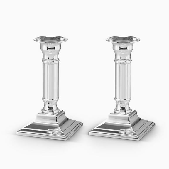 Hazorfim Lines Candlesticks Silver-Plated