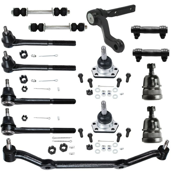 Detroit Axle - Front 14pc Suspension Kit for 2WD Chevy Blazer S10 GMC Jimmy Sonoma Isuzu Hombre, 1 Center Link 4 Tie Rods 4 Ball Joints 2 Sway Bars 2 Adjustment Sleeves 1Idler Arm Replacement