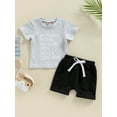 thumbnail image 2 of Mialoley Toddler Boys Summer Outfit Sets Short Sleeve O Neck Tops + Solid Color Drawstring Shorts, 2 of 9