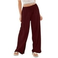 thumbnail image 3 of Lmnyox Cotton Linen Pants for Women Summer Wide Leg Drawstring Palazzo Pants Flowy Vacation Trousers, 3 of 6