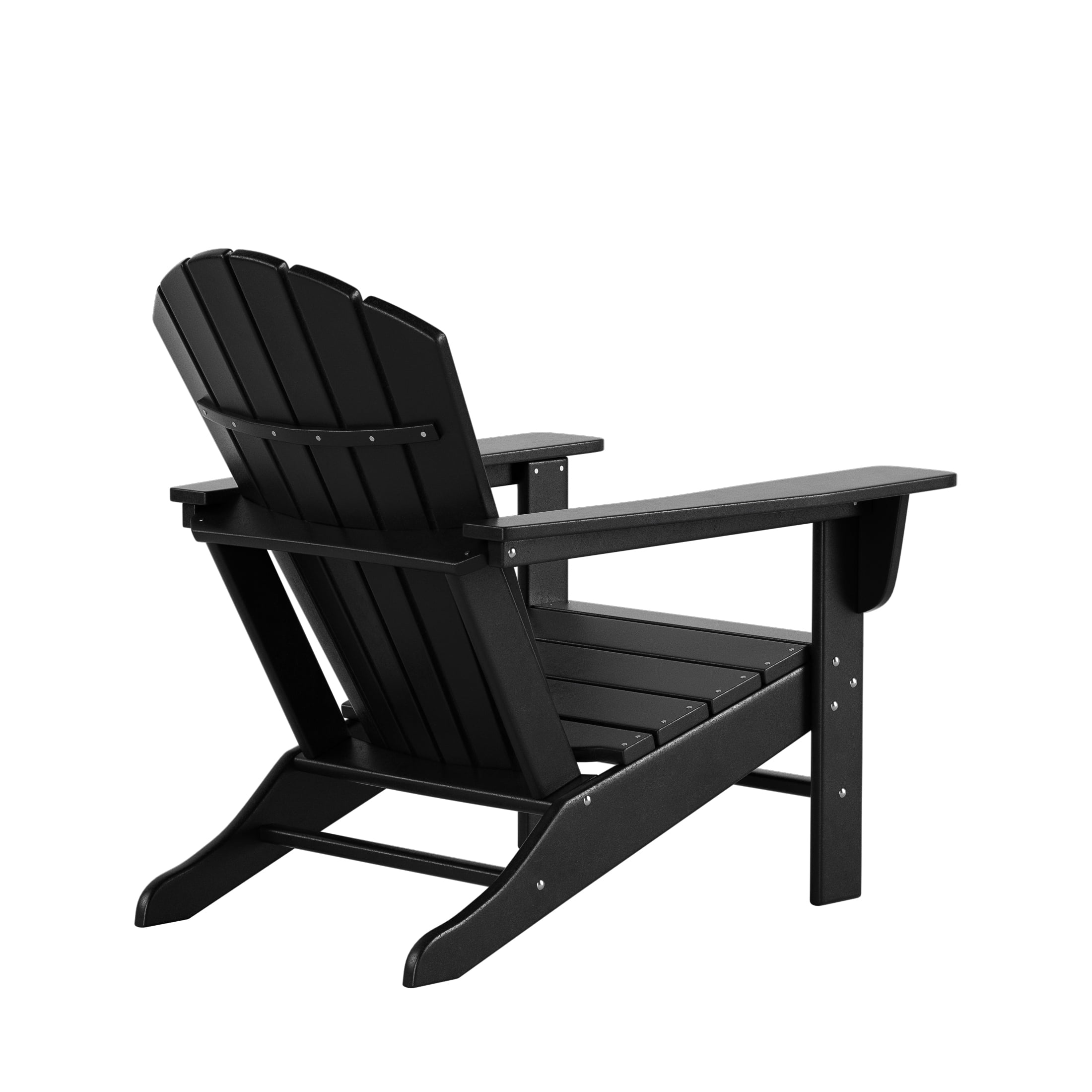 WestinTrends Dylan Adirondack Chairs Set of 2, All Weather Poly Lumber Outdoor Patio Chairs, Seashell Slat Curved Back, Widen Seat Armrest, Color Stay, Imitation Wood Texture, Black