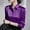 Purple, variant on Womens Satin Silk Like Button Down Shirt Collared Long Sleeve Blouse Elegant Casual Loose Fit Work Office Tops Black L
