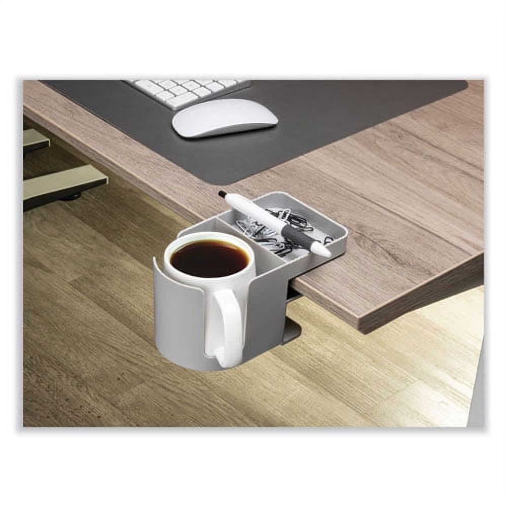 Standing Desk Cup Holder Organizer, Two Sections, 3.94 x 7.04 x 3.54, Gray | Bundle of 10 Each