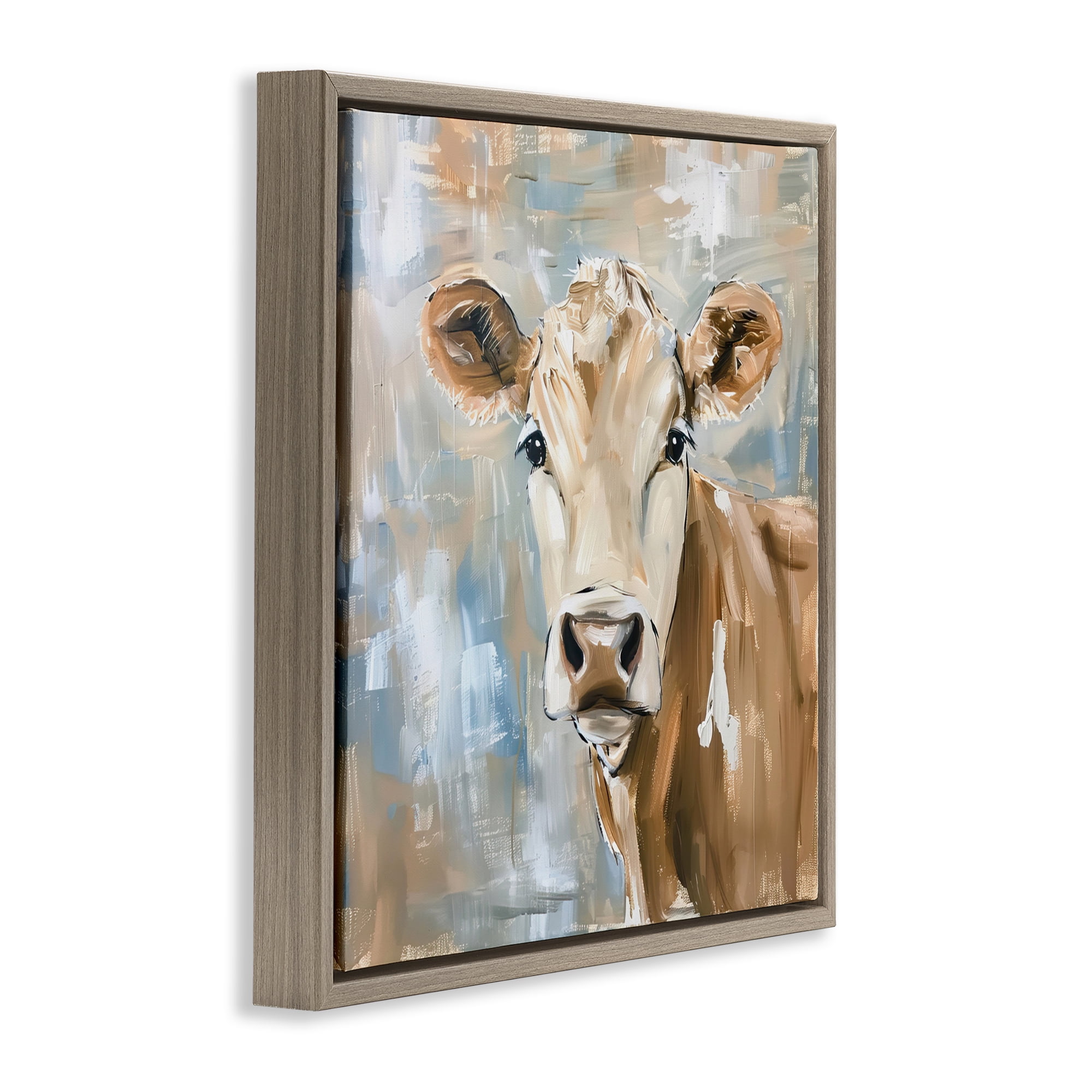Stupell Industries The Brown Cow Abstract Brown Framed Floater Canvas Wall Art, design by Tina LeCour